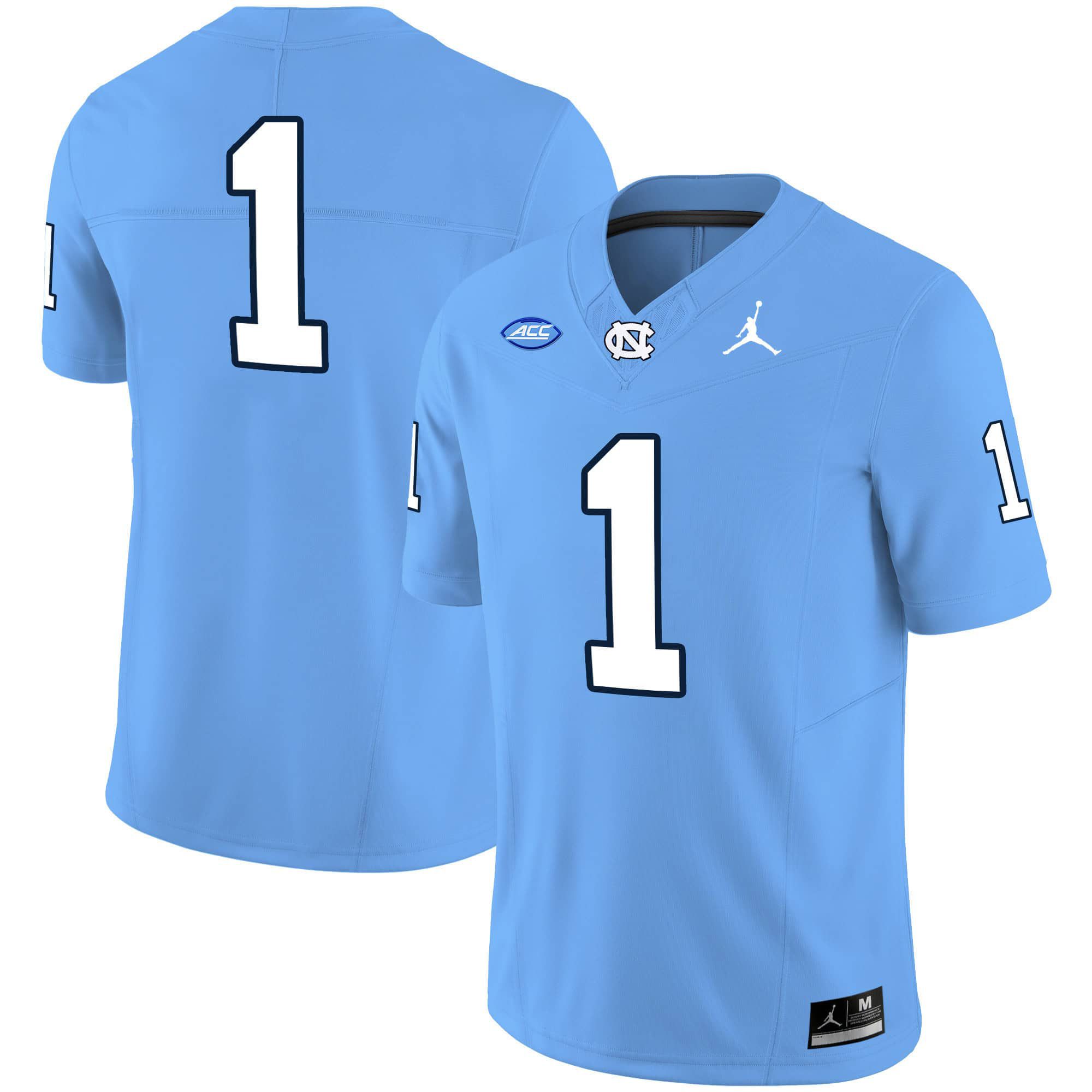 Men North Carolina Tar Heels #1 No Name Light Blue 2024 Vapor Limited NCAA Jersey style 1